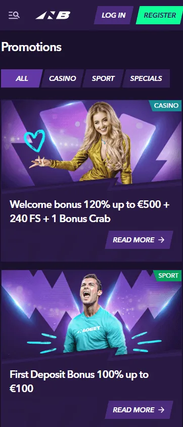 Naobet Casino mobile promotions and rewards area