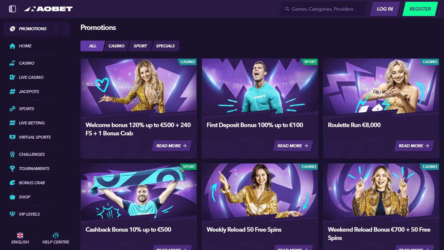 Naobet Casino desktop promotions and loyalty area
